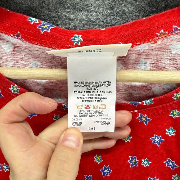 Northern Reflections T-Shirt Women L Large Red Floral Short Sleeve Crew Neck - Picture 4 of 7